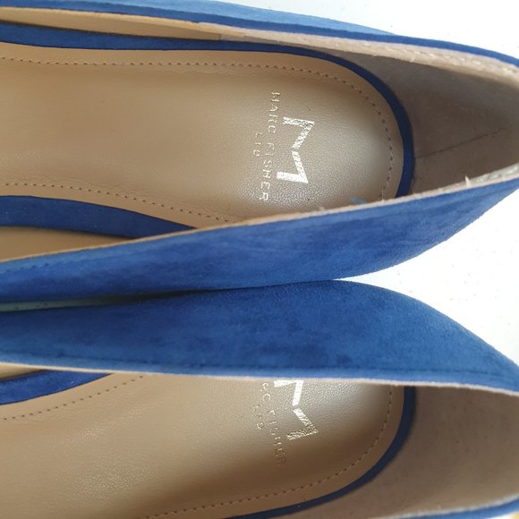 Marc Fisher Royal Blue Suede Pointed Toe Flats Size 8.5 Like Brand New - Picture 9 of 15